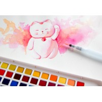 Koi akvarel pocketbox, 24 metallic, flourescerende og pearlescent farver + pensel